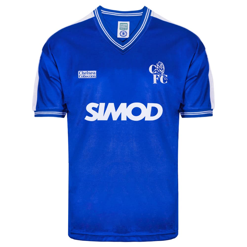 Chelsea home football shirt for the 1987 season, made by Score Draw