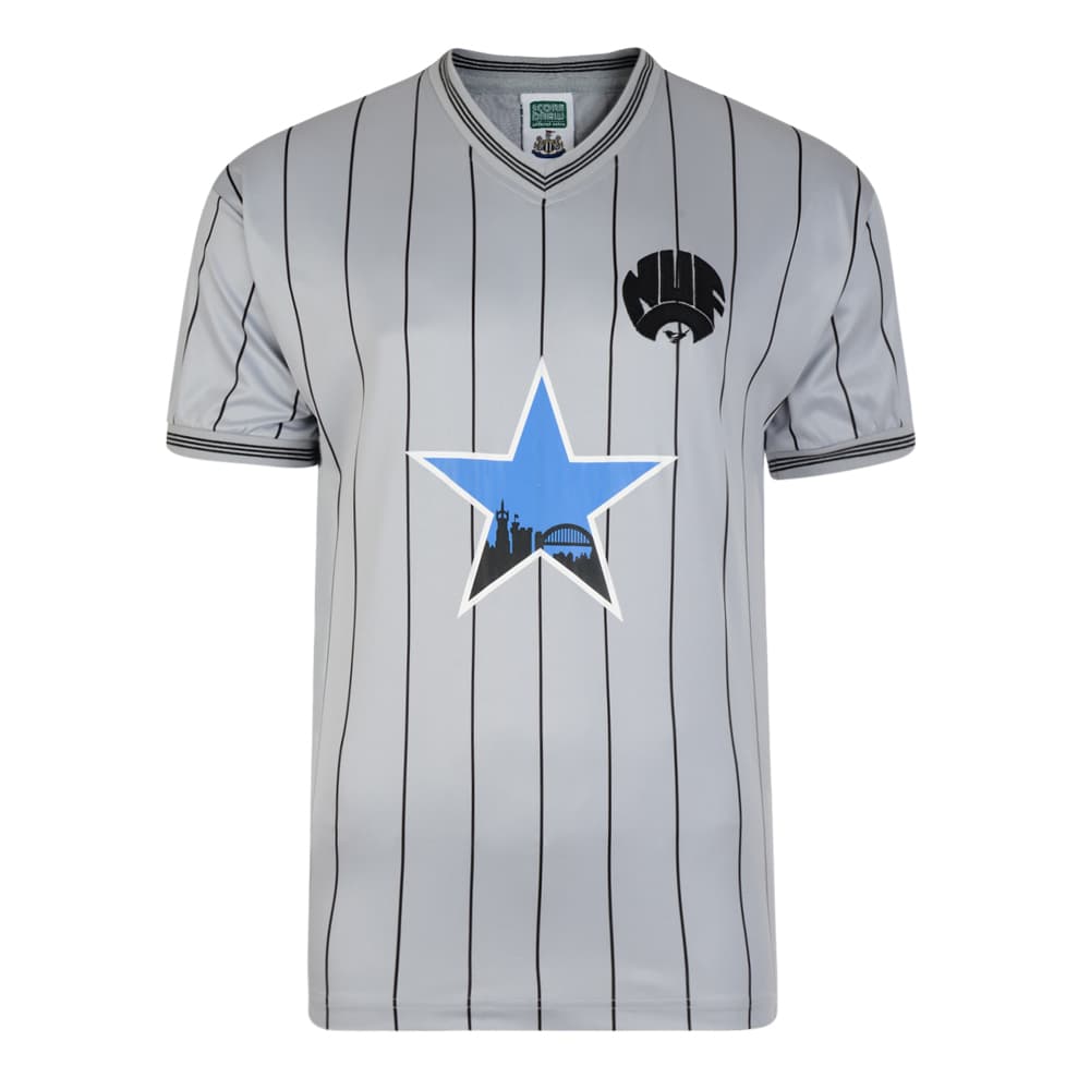 Newcastle United away football shirt for the 1984 season, made by Score Draw