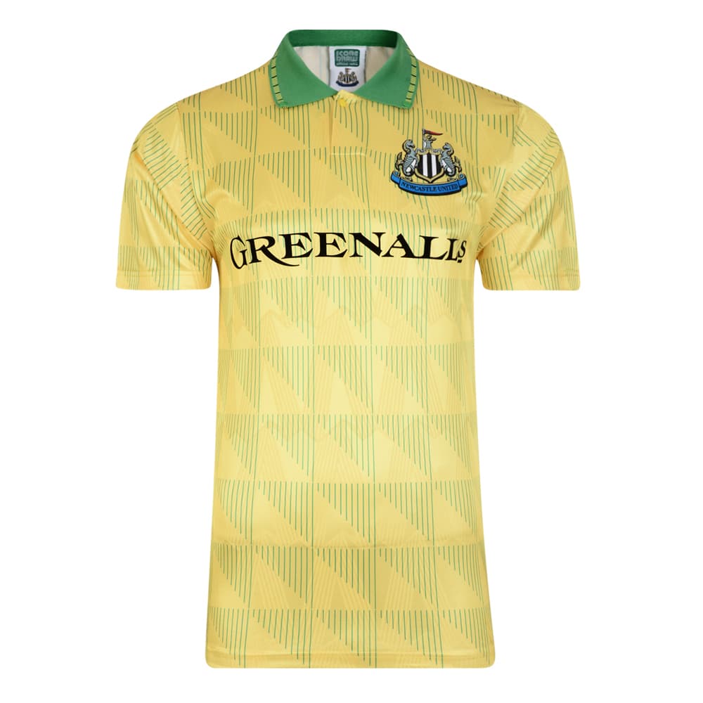 Newcastle United away football shirt for the 1990 season, made by Score Draw