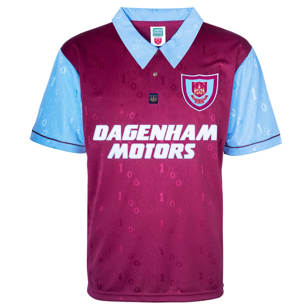 West Ham United home football shirt for the 1995 season, made by Score Draw