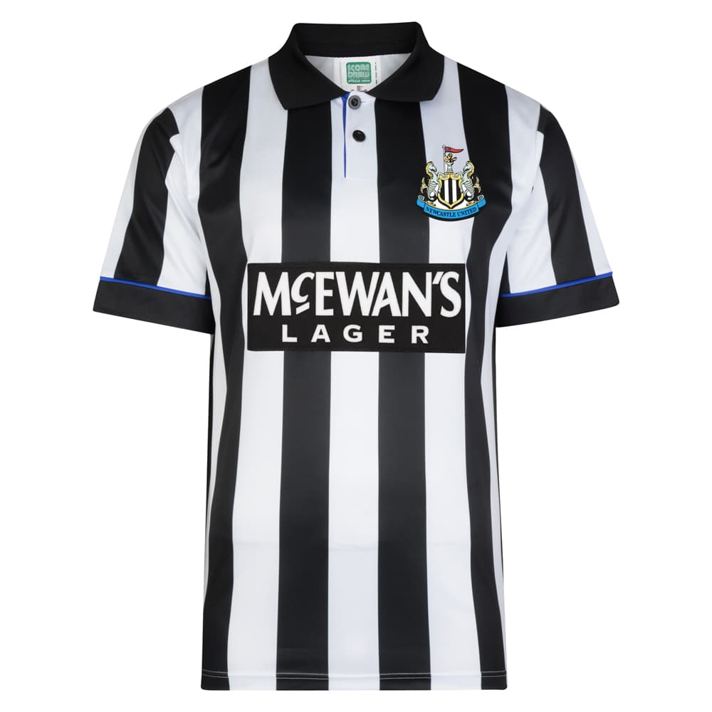 Newcastle United home football shirt for the 1995 season, made by Score Draw