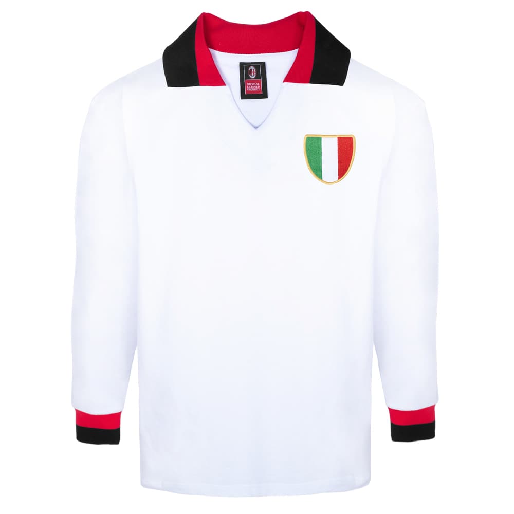 AC Milan home football shirt for the 1963 season, made by Score Draw