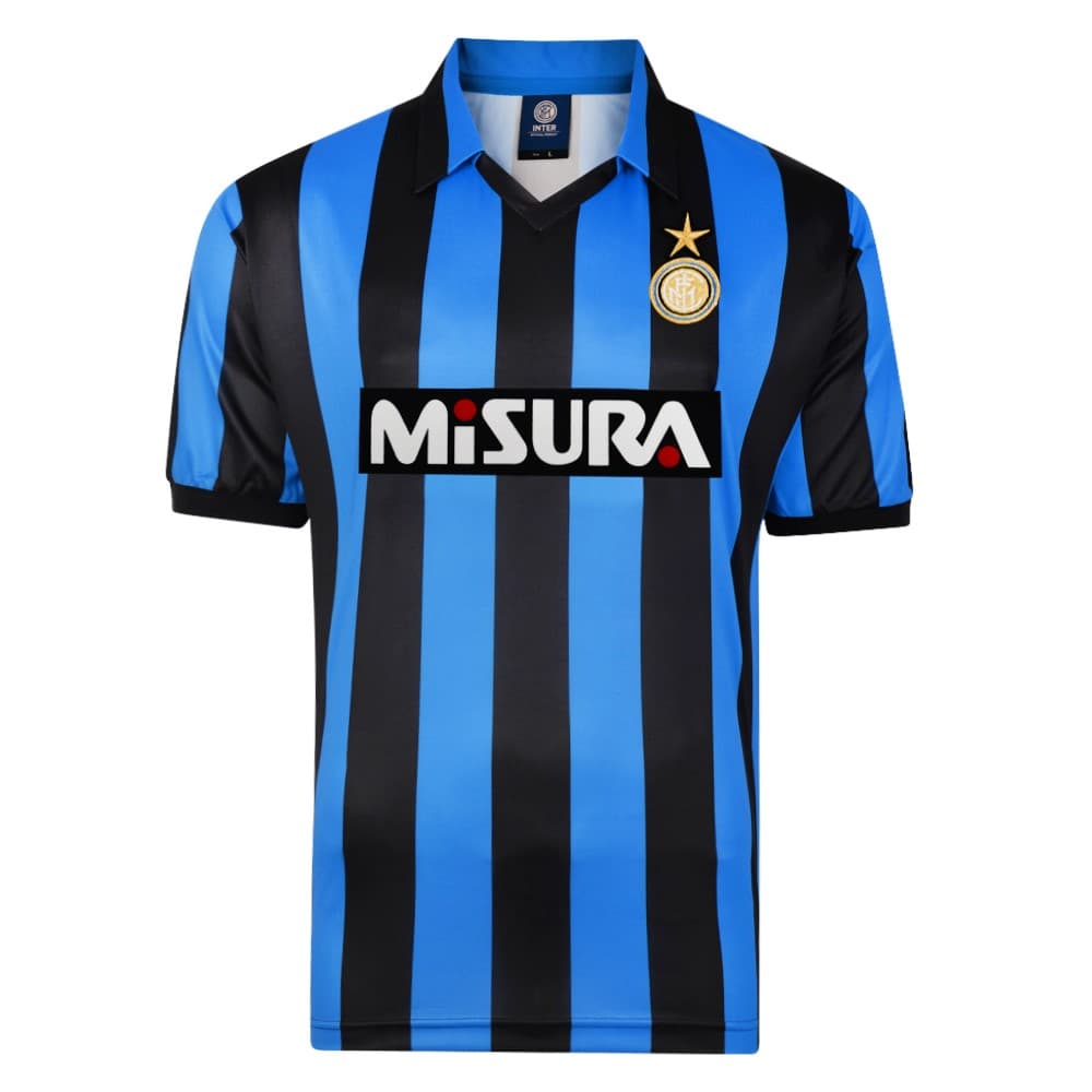 Inter Milan home football shirt for the 1990 season, made by Score Draw