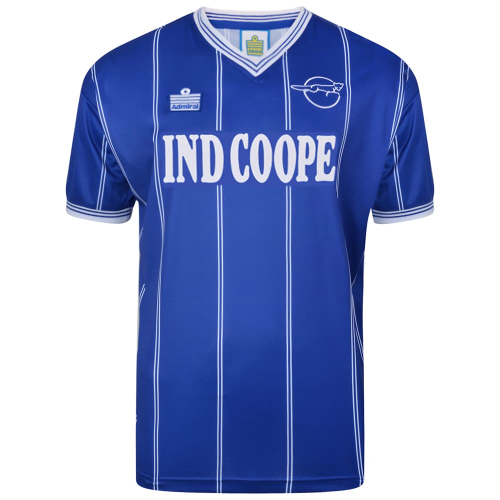 Leicester City home football shirt for the 1984 season, made by Score Draw