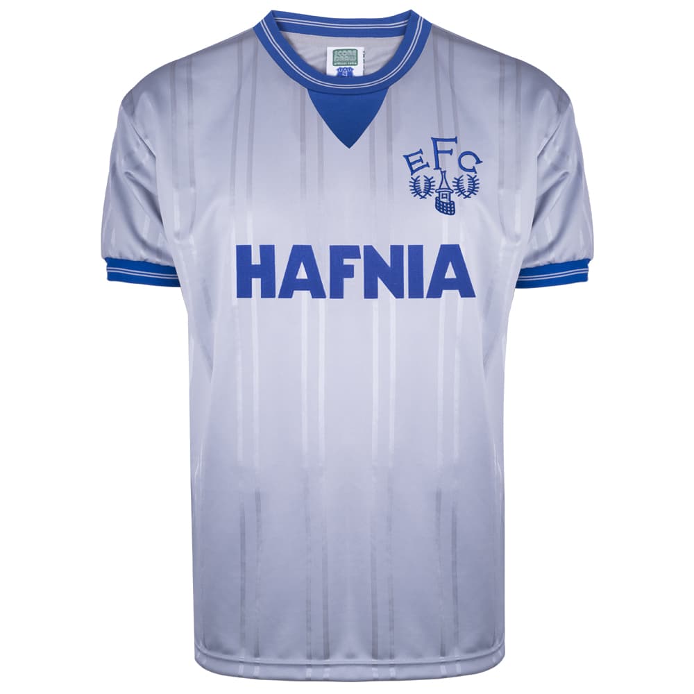 Everton away football shirt for the 1984 season, made by Score Draw