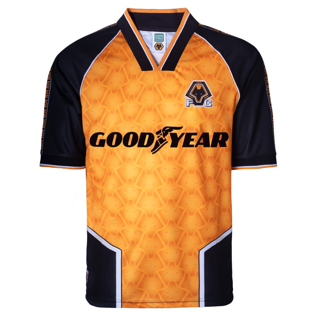 Wolverhampton Wanderers home football shirt for the 1996 season, made by Score Draw