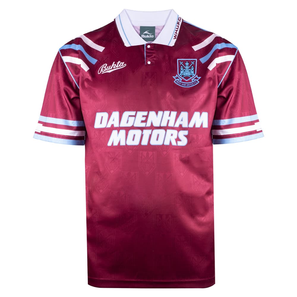 West Ham United home football shirt for the 1992 season, made by Score Draw