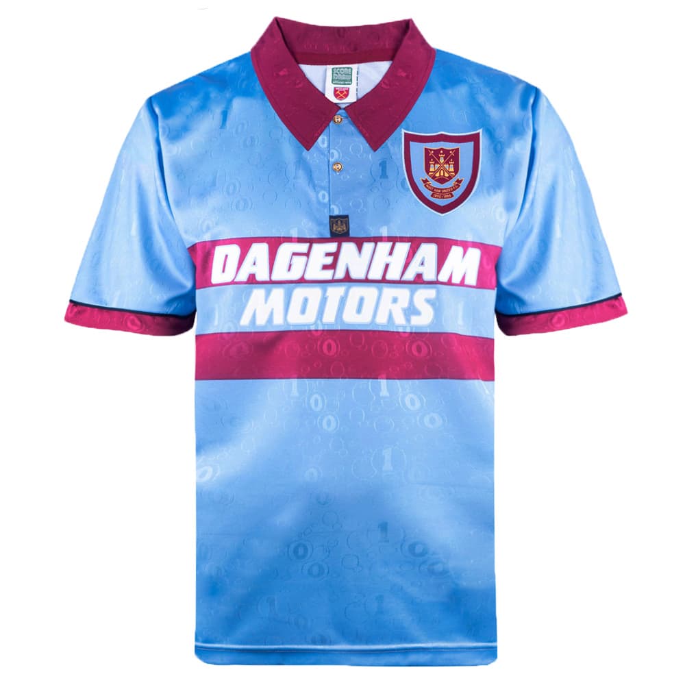 West Ham United away football shirt for the 1995 season, made by Score Draw