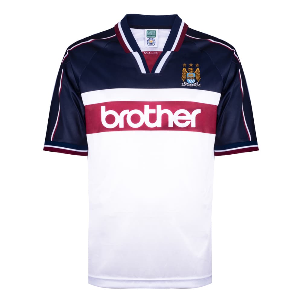 Manchester City away football shirt for the 1998 season, made by Score Draw
