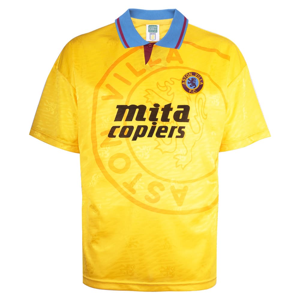 Aston Villa third football shirt for the 1990 season, made by Score Draw