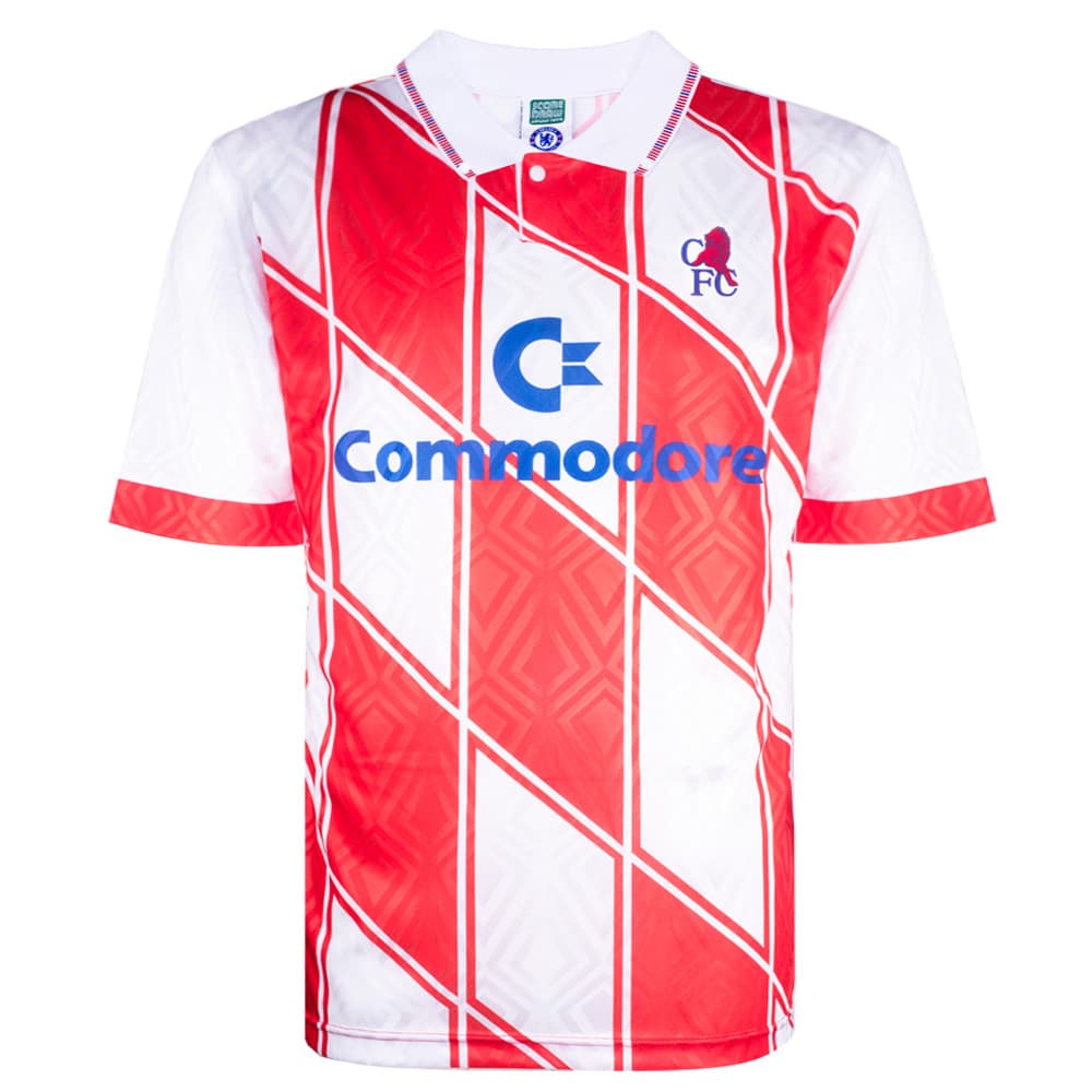 Chelsea away football shirt for the 1990 season, made by Score Draw