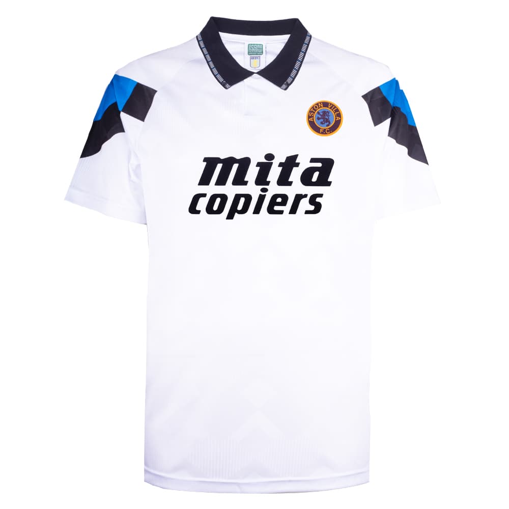Aston Villa away football shirt for the 1990 season, made by Score Draw