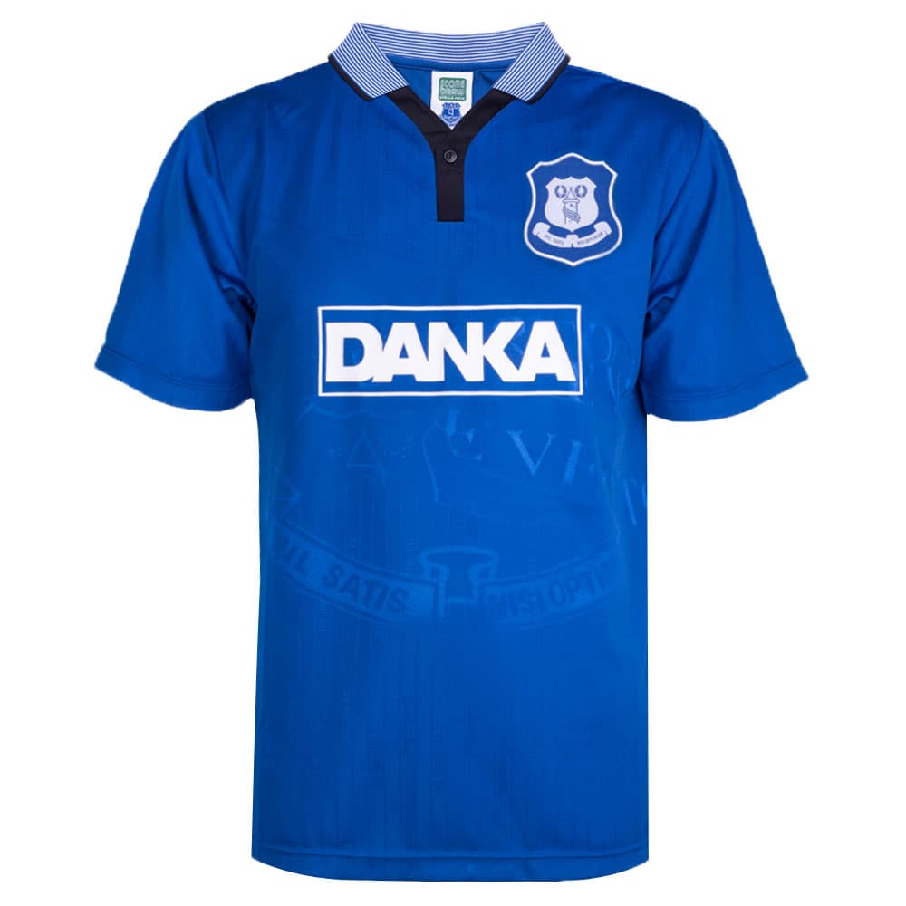 Everton home football shirt for the 1996 season, made by Score Draw