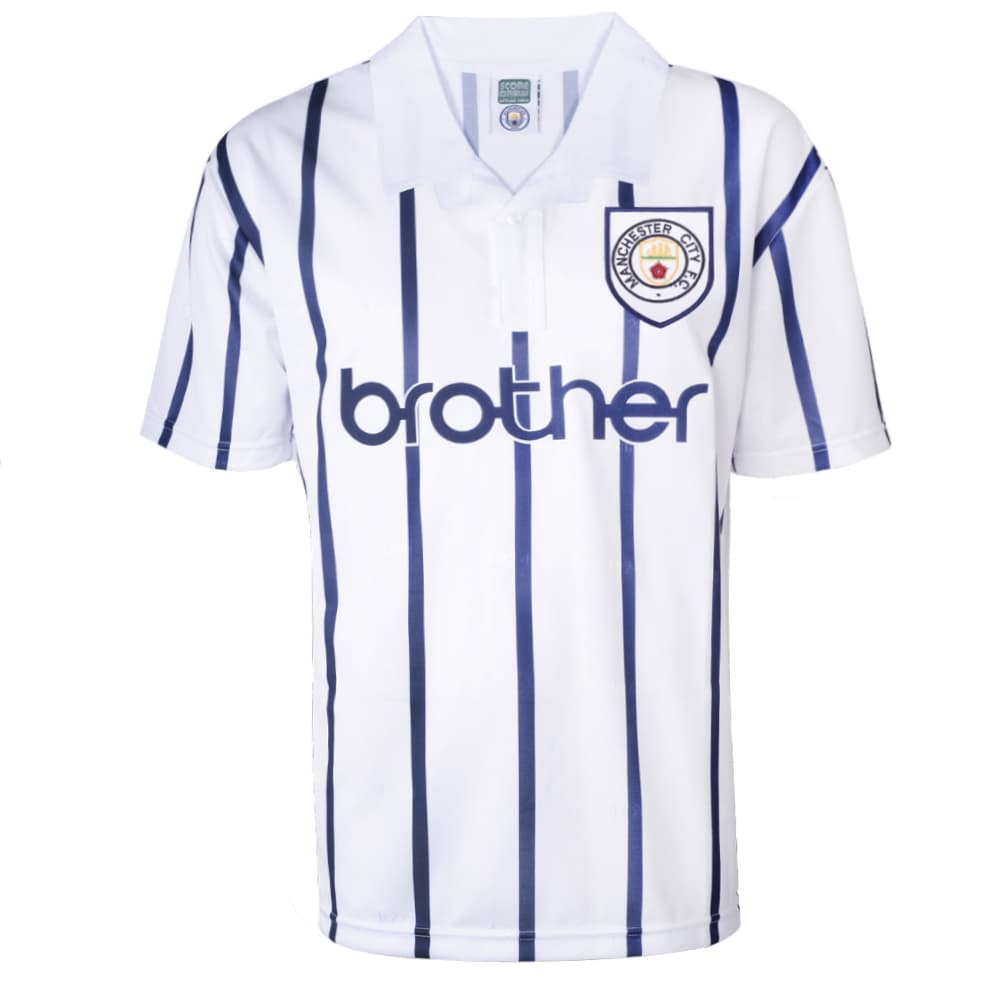 Manchester City away football shirt for the 1993 season, made by Score Draw