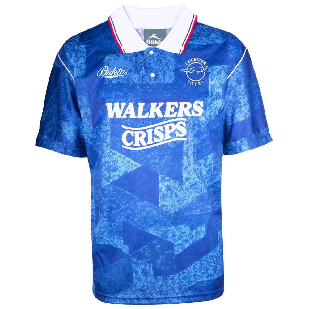 Leicester City home football shirt for the 1990 season, made by Score Draw