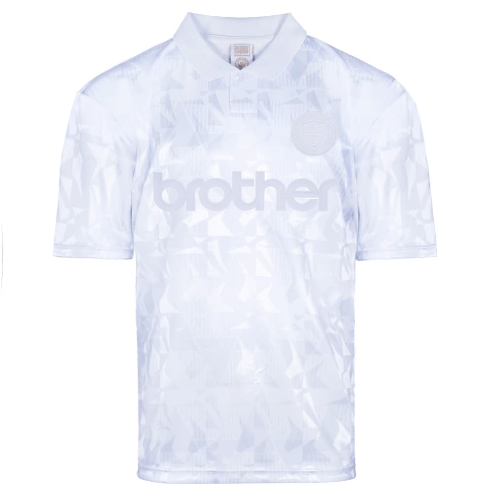 Manchester City home football shirt for the 1990 season, made by Score Draw