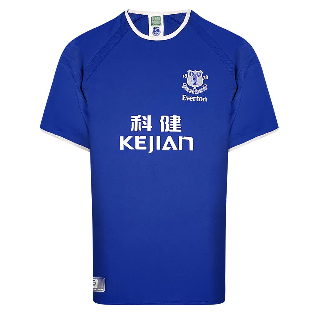 Everton home football shirt for the 2003 season, made by Score Draw