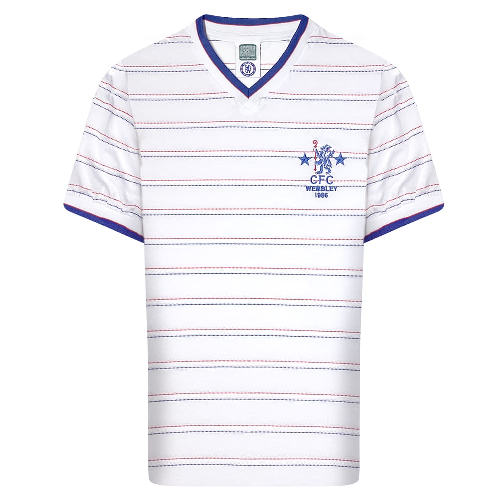 Chelsea home football shirt for the 1986 season, made by Score Draw