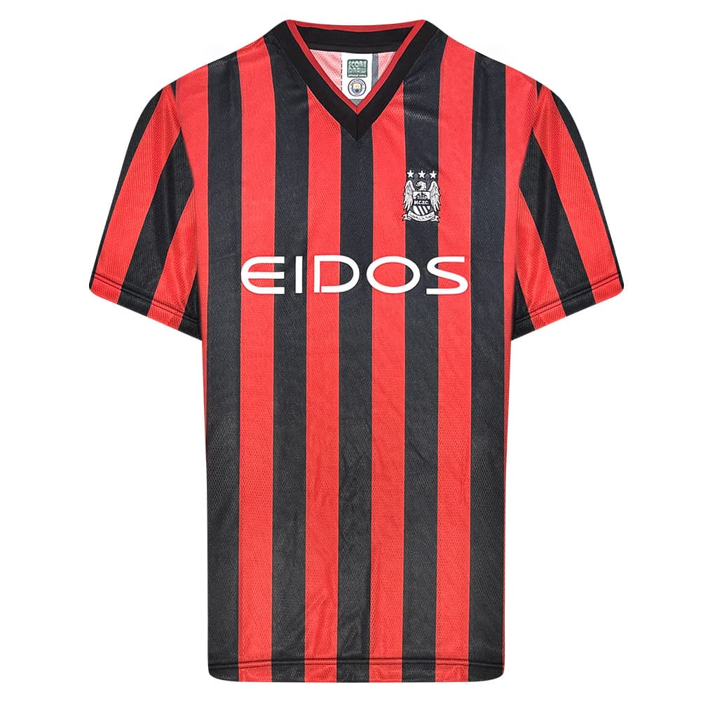 Manchester City away football shirt for the 2001 season, made by Score Draw