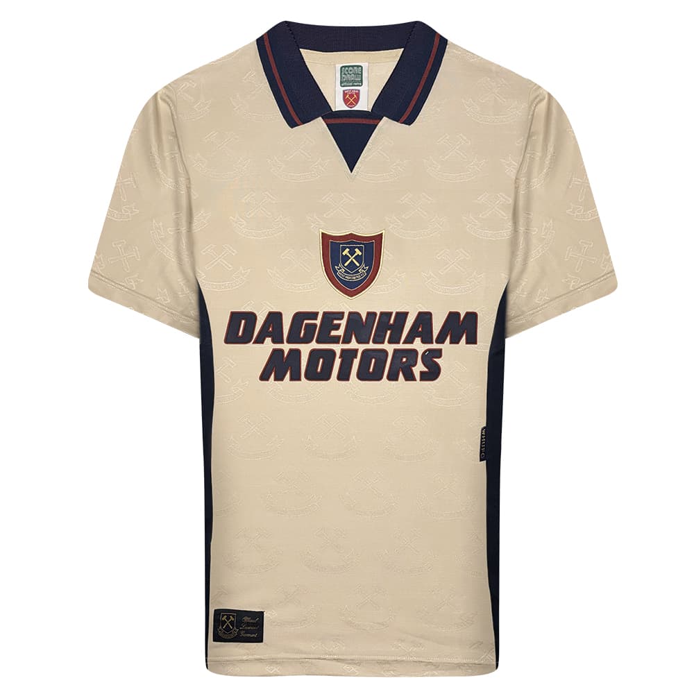 West Ham United away football shirt for the 1996 season, made by Score Draw