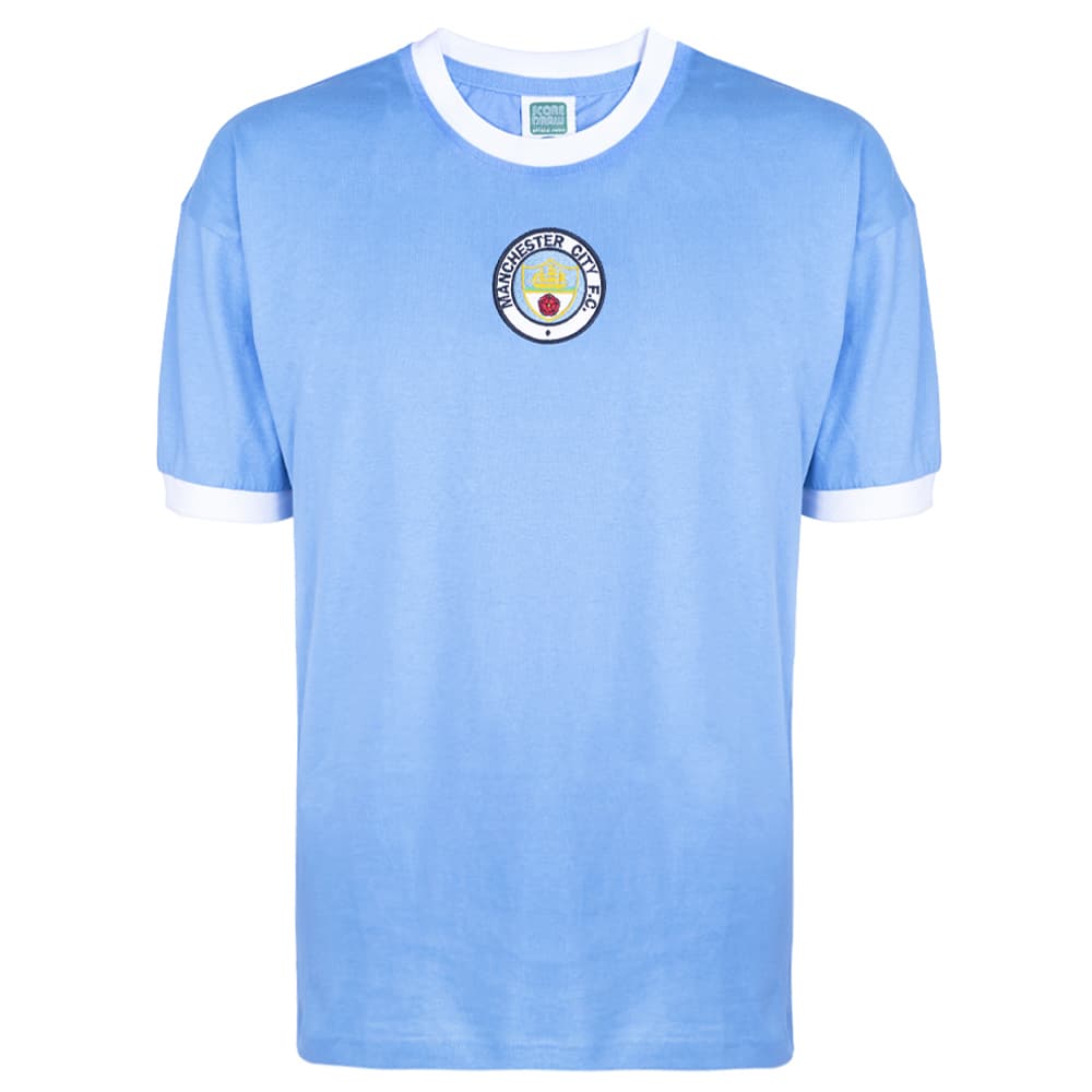 Manchester City home football shirt for the 1972 season, made by Score Draw