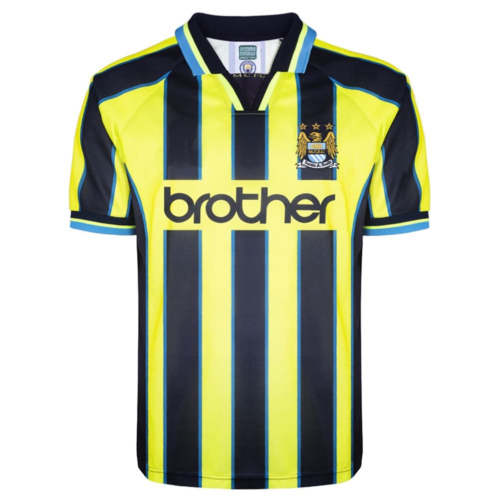 Manchester City home football shirt for the 1999 season, made by Score Draw