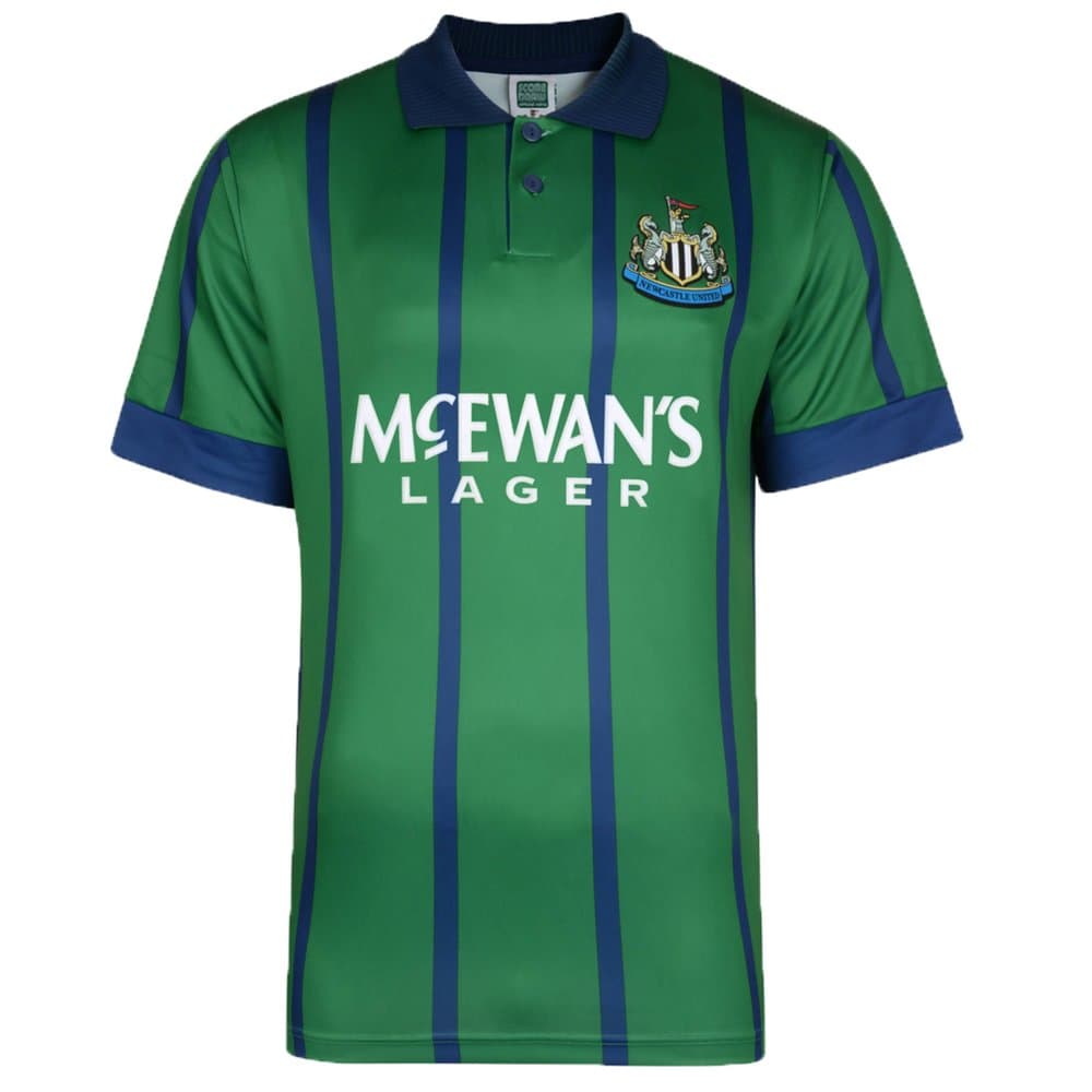 Newcastle United away football shirt for the 1995 season, made by Score Draw