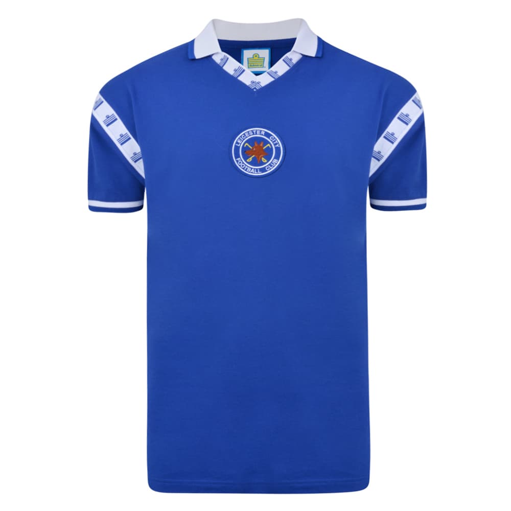 Leicester City home football shirt for the 1976 season, made by Score Draw