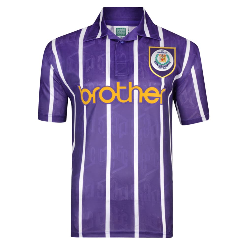 Manchester City third football shirt for the 1994 season, made by Score Draw