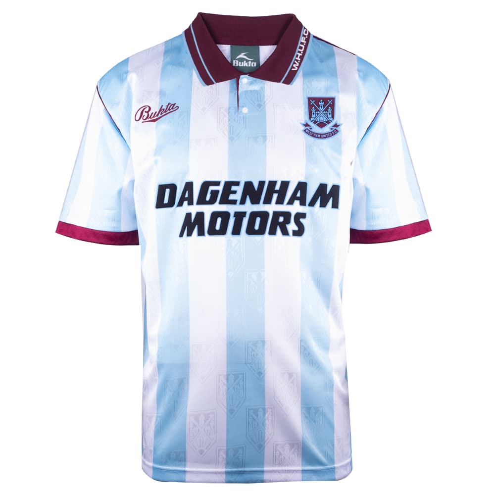 West Ham United away football shirt for the 1992 season, made by Score Draw